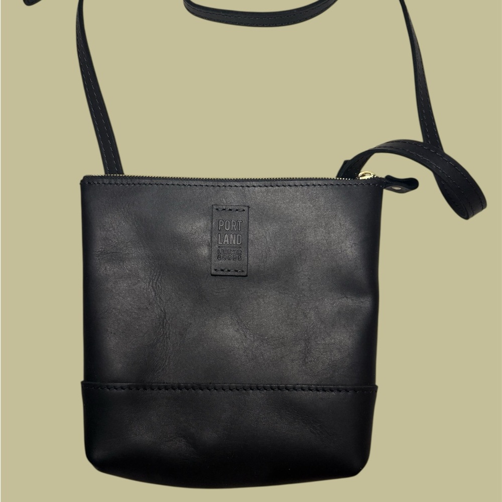 Portland Leather Black Crossbody Bag Minimalist Design